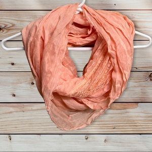 Maurices Light Peach Lace Infinity Scarf